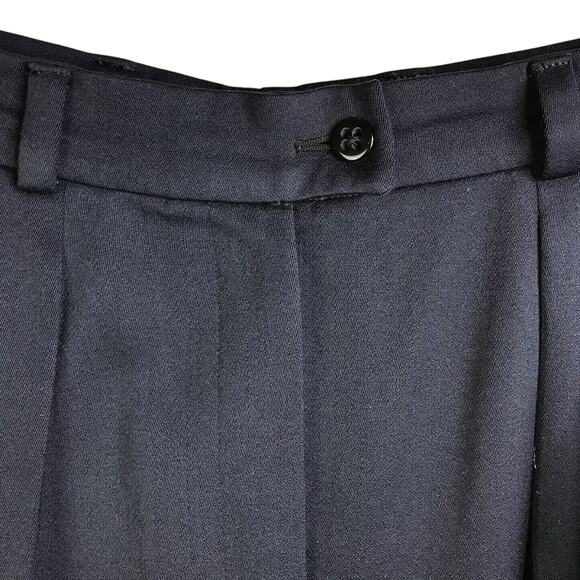 Bergdorf Goodman Pants Wns Sz 8 Blue Black Wool Pleated Front Trouser Classic - Picture 5 of 8